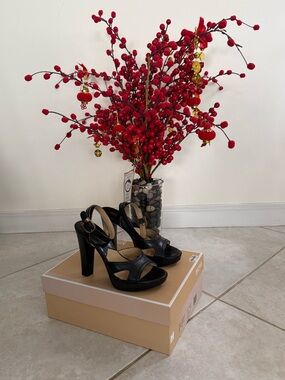 Michael Kors Black Leather Platform Slingback Heels